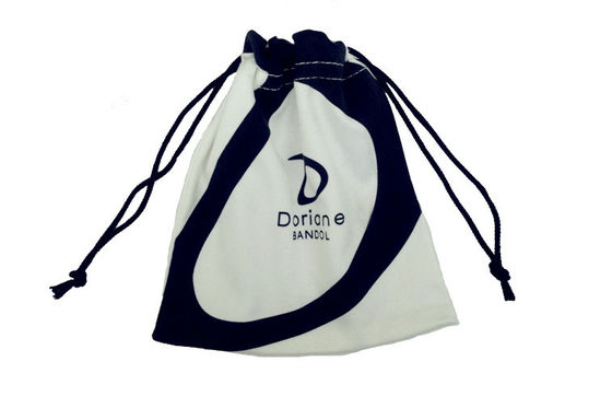 Microfiber व्हाइट डबल Drawstring कस्टम डिजाइन के गहने Drawstring पाउच