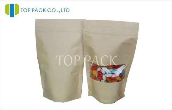지플락 보통은 창, 1oz 커피 Kraft 종이 봉지를 가진 주머니를 위로 서 있습니다