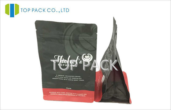 Yan Gusset Stand Up Coffee Plastik Ambalaj Torbaları Kilit Isı Mühürlü Zip