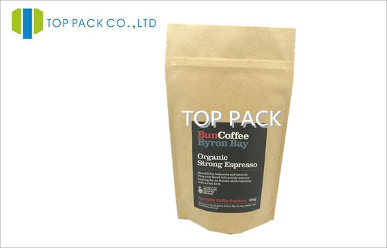 La coutume de papier de Brown emballage a imprimé la serrure 100g de fermeture éclair de sacs de café, tiennent la poche