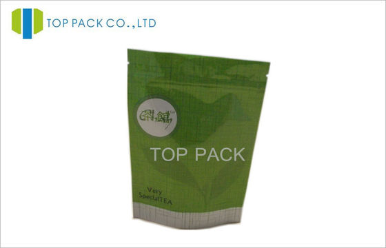 Green Tea Plastic Stand Up Pouches 500 Gram with Bottom Gusset