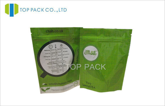 Green Tea Plastic Stand Up Pouches 500 Gram with Bottom Gusset