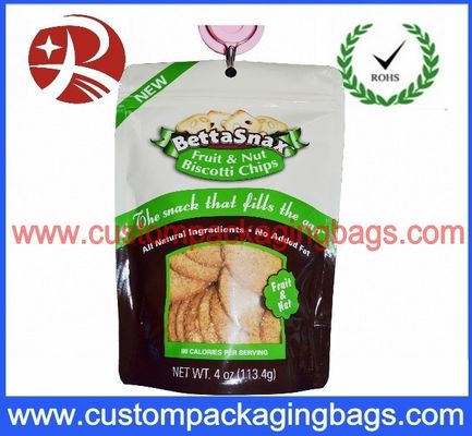 กระเป๋า Ziplock พลาสติกกันน้ำแบบมีซิปล็อคซิปยืนขึ้นสำหรับบรรจุภัณฑ์คุกกี้