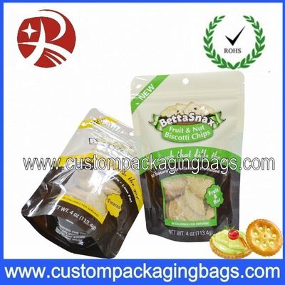 กระเป๋า Ziplock พลาสติกกันน้ำแบบมีซิปล็อคซิปยืนขึ้นสำหรับบรรจุภัณฑ์คุกกี้