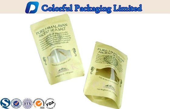 Food Grade Kraft Paper Resealable Stand Up Pouches With Ziplock / Window