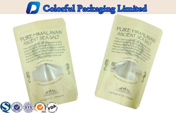 Food Grade Kraft Paper Resealable Stand Up Pouches With Ziplock / Window