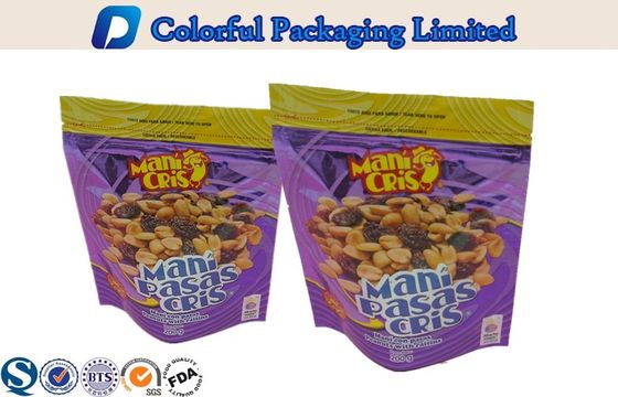 Reusable Snacks , Noodles , Nuts Aluminum Foil Stand up Pouch with Ziplock