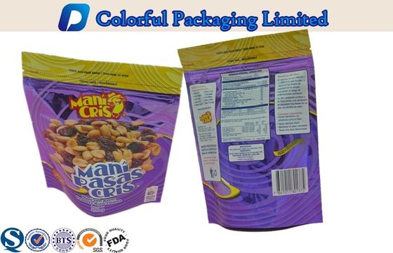 Reusable Snacks , Noodles , Nuts Aluminum Foil Stand up Pouch with Ziplock