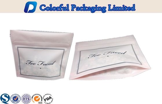 custom Matte Pink zipper Plastic Stand Up Pouch For Pet Food , Seafood