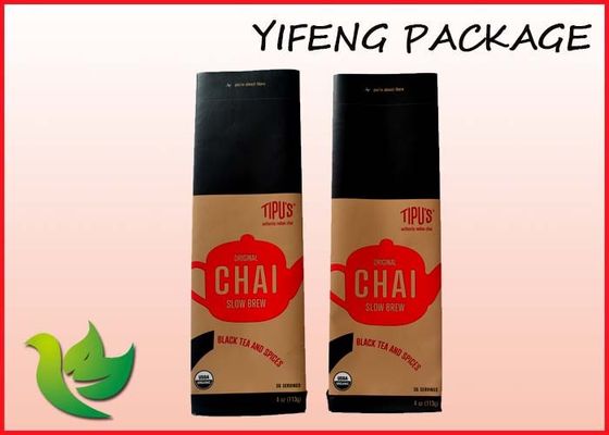 Tin Tie Coffee Packaging Bags Paper Stand Up Flat Bottom Pouch 3 Layers