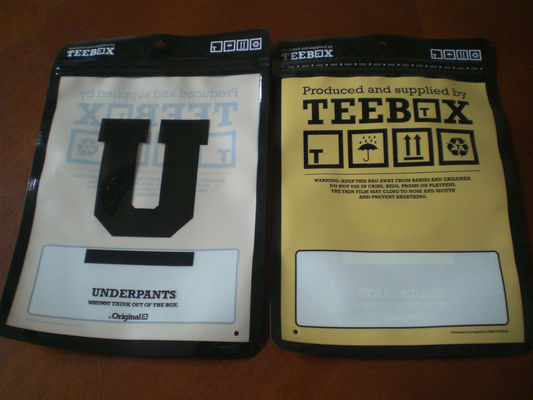 PA/ PE Custom Printed Zip Lock Pouch Underwear Packaging Bags with Hang Hole