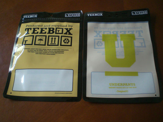 PA/ PE Custom Printed Zip Lock Pouch Underwear Packaging Bags with Hang Hole