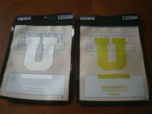 PA/ PE Custom Printed Zip Lock Pouch Underwear Packaging Bags with Hang Hole