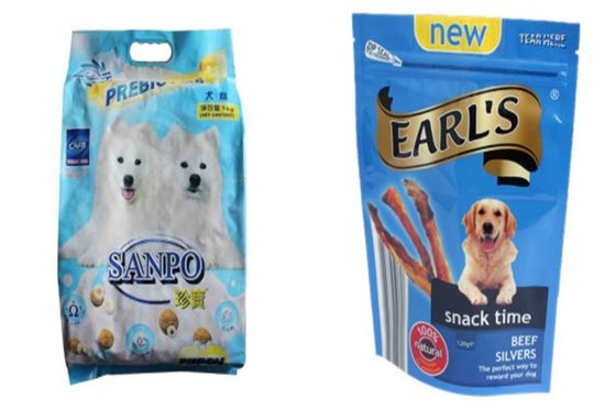 Bottom Gusset Stand Up Pet Food Plastic Packaging Bag with top resealable ziplock