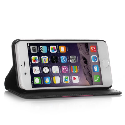 Black Luxury Flat Leather Flip Stand Wallet Case Cover For Apple iPhone 6 4.7"